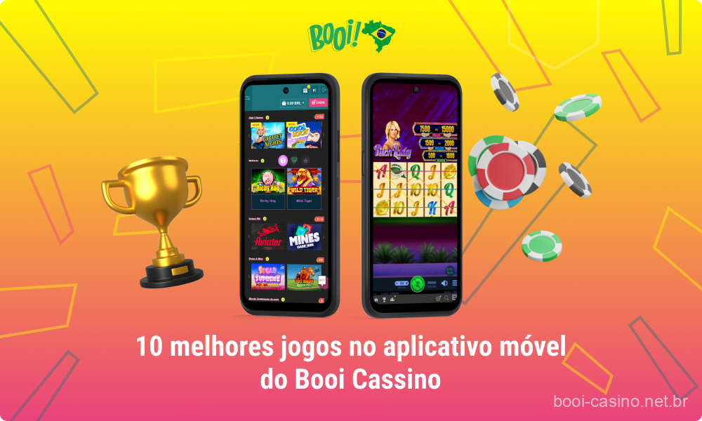 O aplicativo móvel do Booi Casino oferece aos usuários brasileiros acesso a dez dos mais populares jogos de cassino