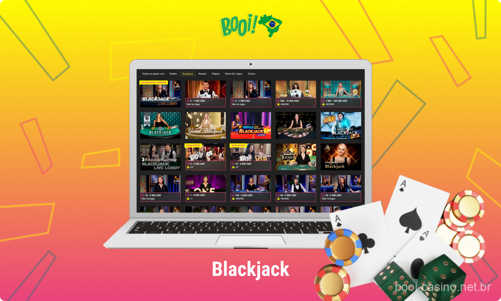 Os jogadores brasileiros podem jogar diferentes variações do popular jogo de cartas Blackjack no site do Booi Casino