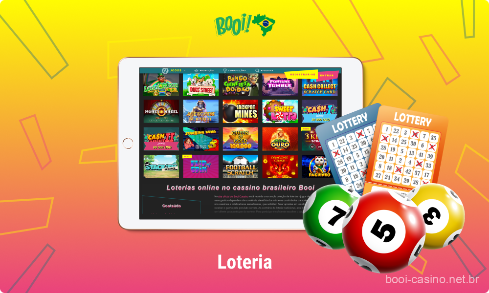 A plataforma Booi apresenta muitos jogos de loteria populares no Brasil