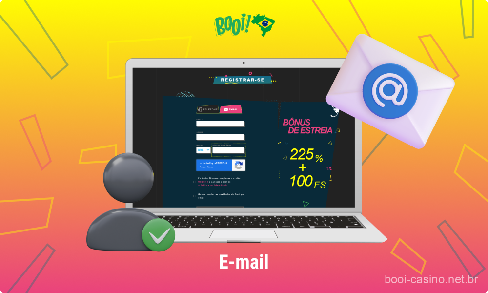 Para se cadastrar no Booi Casino por e-mail, os jogadores brasileiros precisam inserir seu endereço de e-mail e preencher os demais campos, depois clicar no botão confirmar
