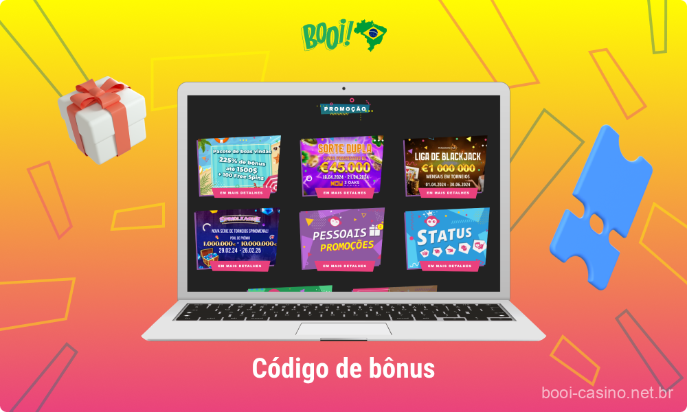 O Booi Cassino oferece aos jogadores a oportunidade de usar um código promocional e receber prêmios adicionais em suas contas