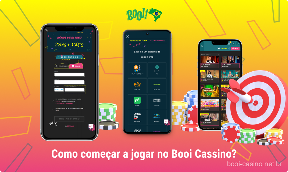 Para começar a jogar no Booi Casino, os jogadores do Brasil precisam seguir alguns passos simples