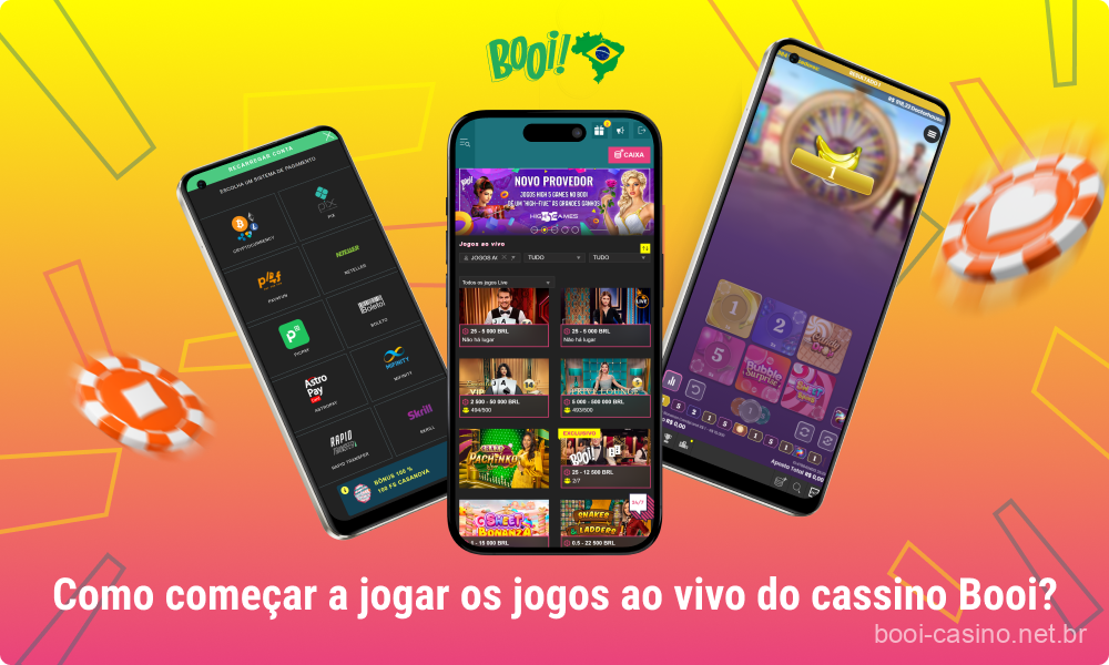 Para começar a jogar jogos ao vivo no Booi Casino Brasil, os jogadores precisam seguir alguns passos simples