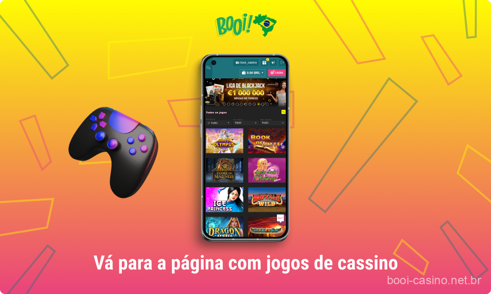 Os utilizadores brasileiros precisam de ir à página de jogos do Booi Mobile Casino para escolherem um jogo para si próprios