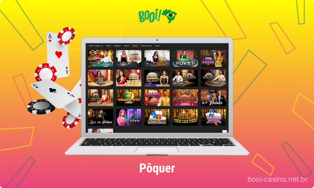 Os jogadores brasileiros do Booi Casino gostam particularmente de jogar pôquer ao vivo com dealers on-line